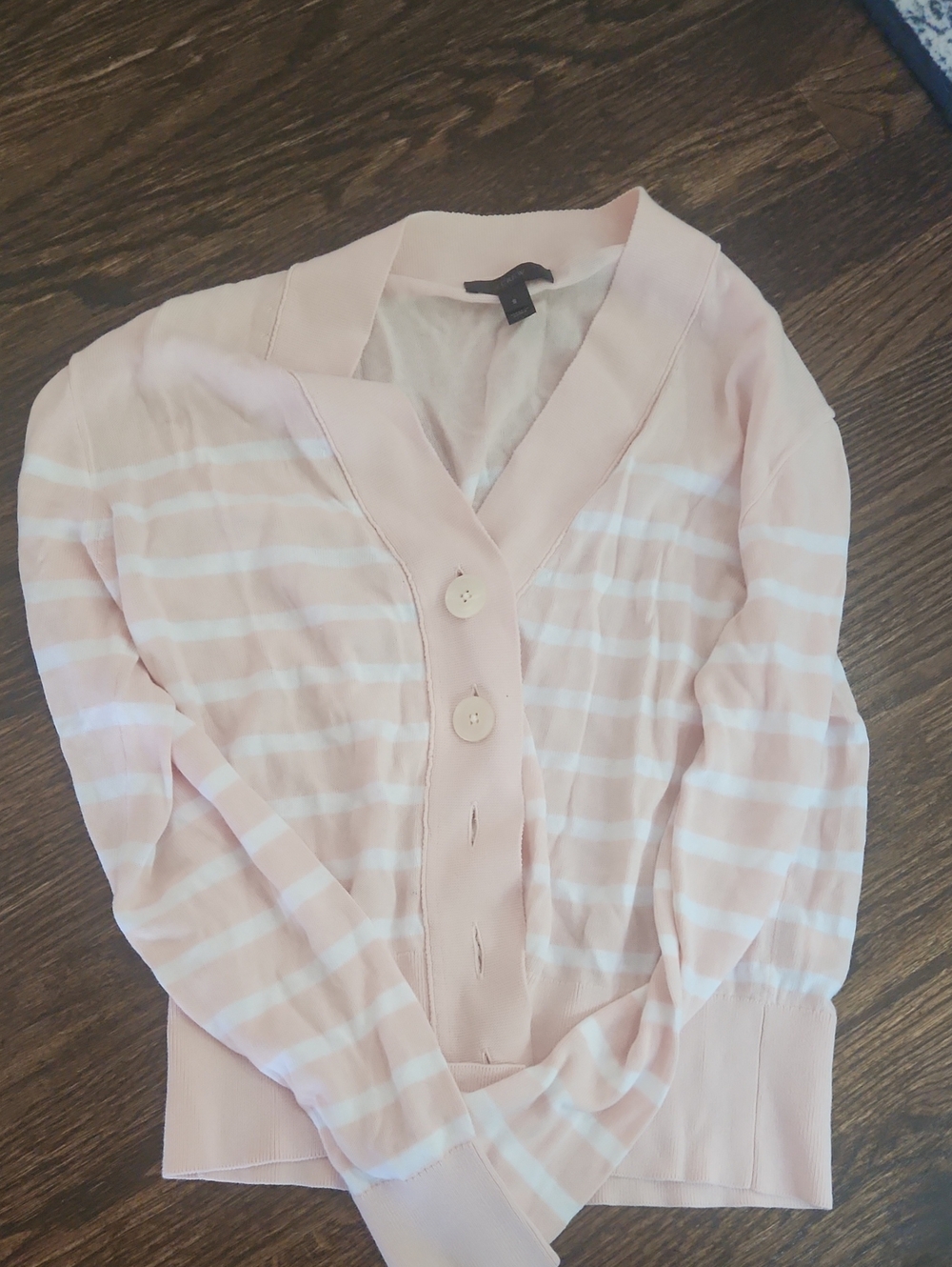 J. Crew Pink Striped V-Neck Cardigan - Picture 6 of 6
